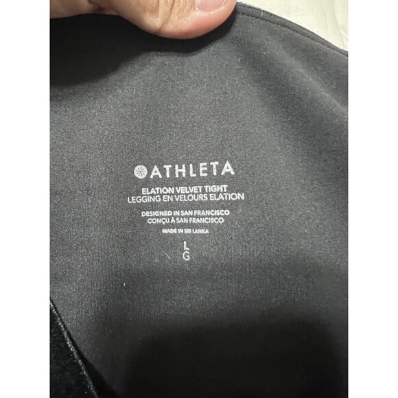 Athleta Black Elevation Velvet Tights Skinny Pants Leggings Size L - Picture 6 of 6